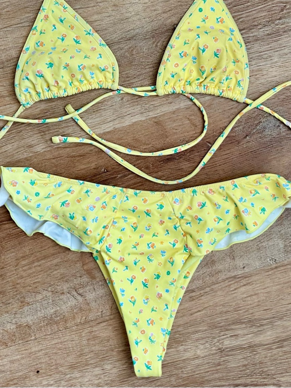 Frankie's Bikinis Yellow Floral Bikini Bottom